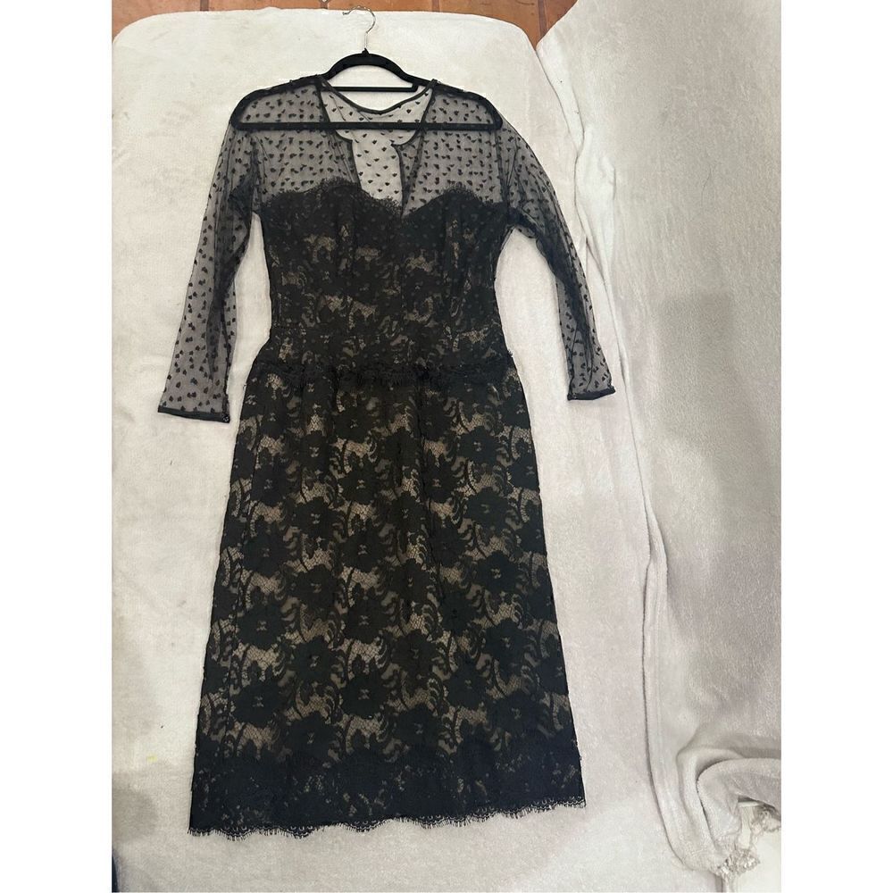 Victor Costa for Saks Fifth Ave lace long sleeve dress women’s size M
